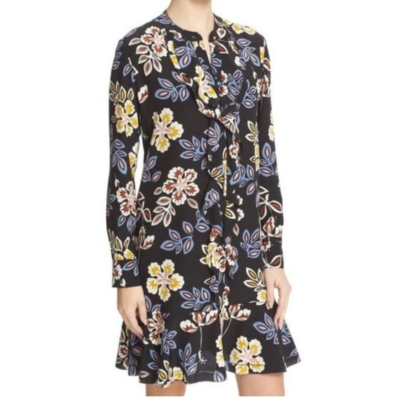 Tory Burch Jane Hopewell Floral Ruffle 100% Silk Dress 4 like new - Picture 1 of 7
